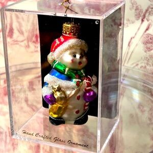 Vintage Christmas Ornament‎ Handcrafted Glass Jeweled Snowman Unique Treasures